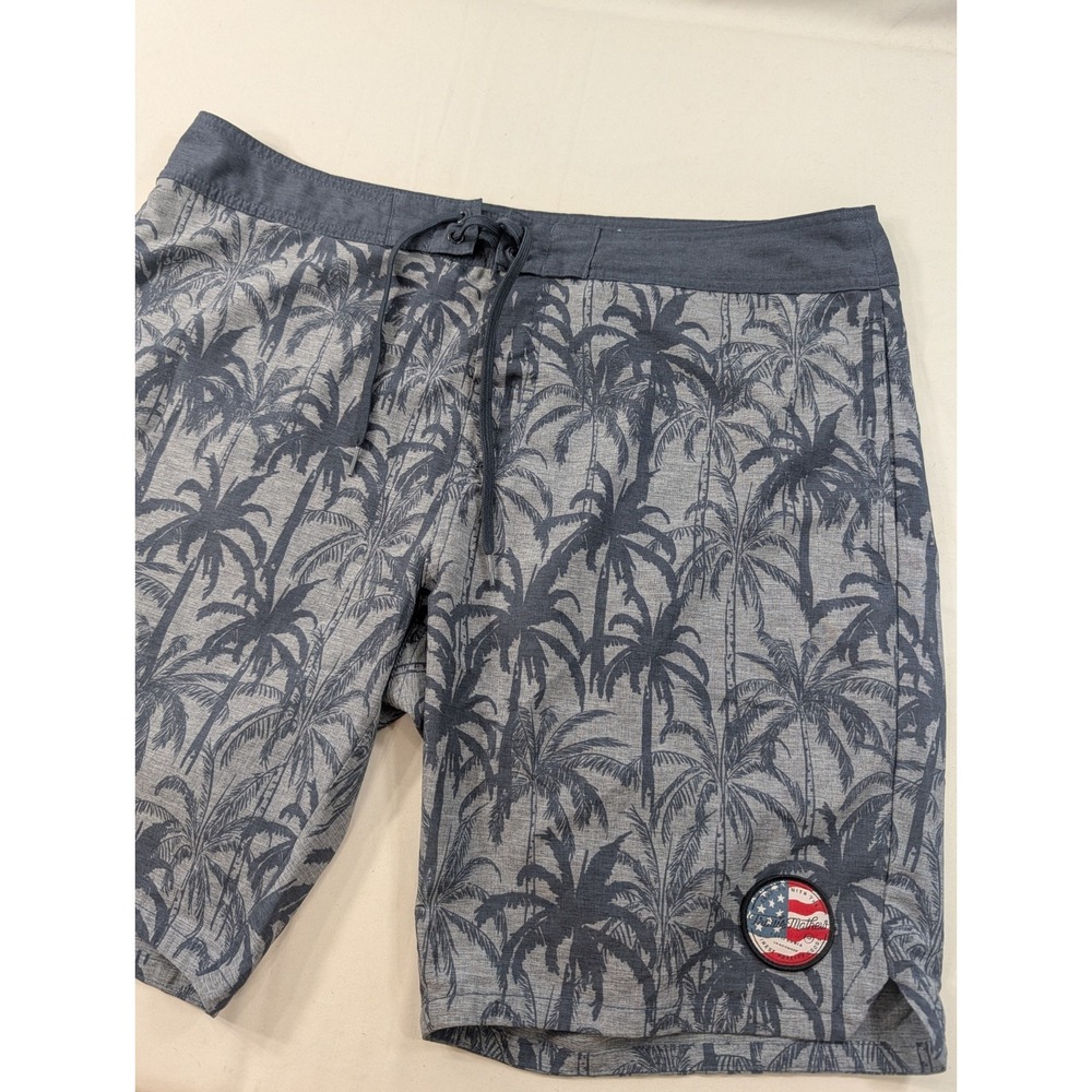 Travis Mathew Board Shorts Mens 38 Blue Tropical Floral Swim Trunks Surf